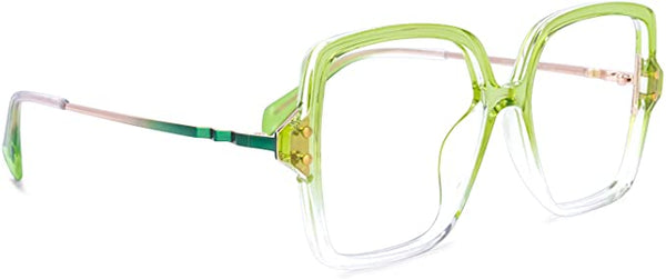 Ombre Frosted Clear Green Geometric Clear Frames