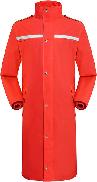 Men's Red PVC Lightweight Long Rain Jacket