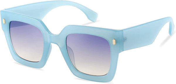 Retro Square Blue Oversized Sun Glasses