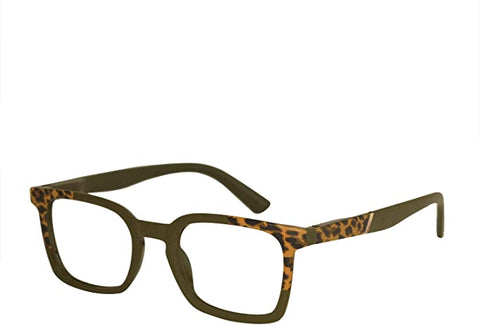 Leopard Black Square Clear Reader Style Glasses