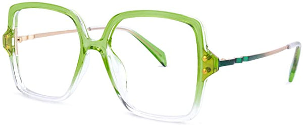 Ombre Frosted Clear Green Geometric Clear Frames