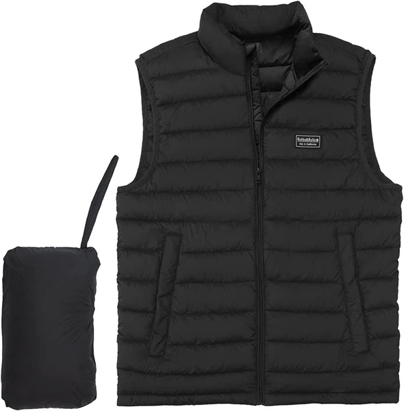 Full Zip Black Packable Sleeveless Men's Puffer Vest