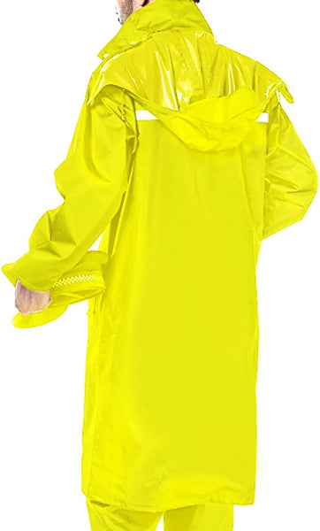 Men's Yellow PVC Lightweight Long Rain Jacket