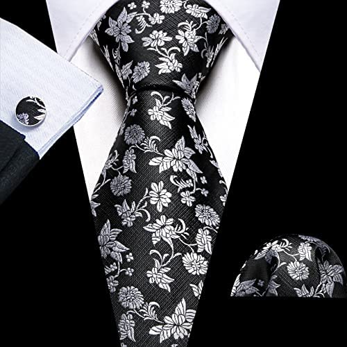 Men's Gold Print Silk Tie Set w/Handkerchief & Cufflinks