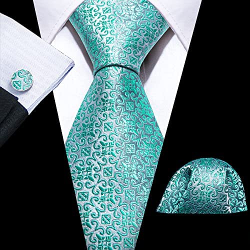 Men's Gold Print Silk Tie Set w/Handkerchief & Cufflinks