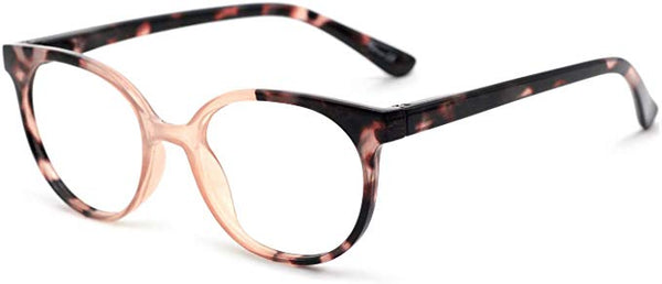 Vintage Style Pink & Brown Gradient Round Clear Reader Style Eyewear