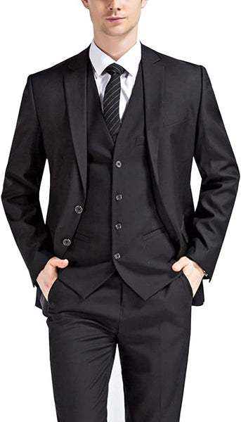 Men's Black Long Sleeve Double Breasted 3pc Suit