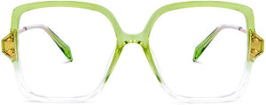 Ombre Frosted Clear Green Geometric Clear Frames