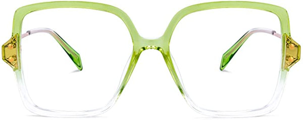 Ombre Frosted Clear Green Geometric Clear Frames