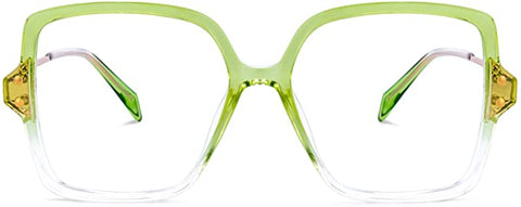 Ombre Frosted Clear Green Geometric Clear Frames