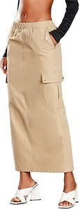 Cargo Khaki Casual Skirt w/Pockets