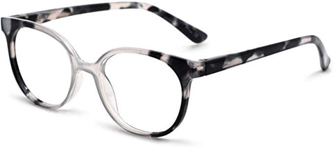 Vintage Style Grey Tortoise Gradient Round Clear Reader Style Eyewear
