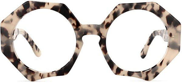 Octagon Leopard Grey Clear Frames