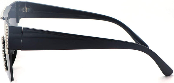 Black Flat Top Rimless Oversized Square Sunglasses