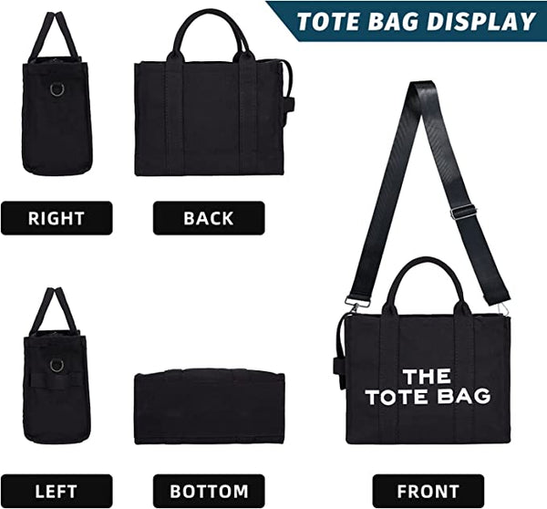 Trendy White Top Handle Tote Bag w/Strap