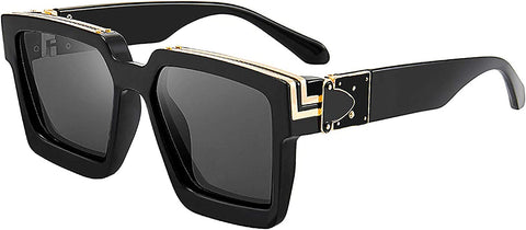 Hip Hop Black Retro Millionaire Oversized Square Sunglasses