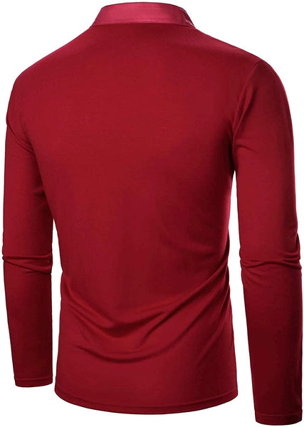 Calvin Red Casual Long Sleeve Men's Henley Shirts