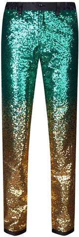 Fashion Green -Gold Men's Sequins Pants