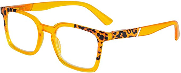 Leopard Black Square Clear Reader Style Glasses