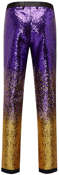 Fashion Purple-Gold Men's Sequins Pants