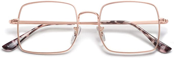 Oversized Tortoise Brown Metal Rectangle Clear Frames