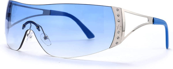 Gradient Blue Lens Futuristic Frameless Sunglasses