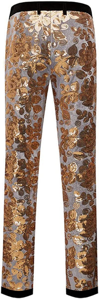 Men's Green Floral Shiny Sequin Pants