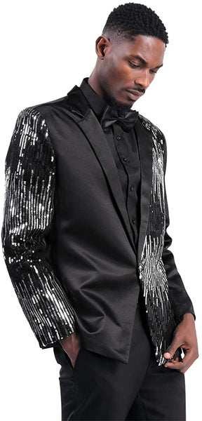 Men's Sequin Two Tone Long Sleeve Stylish Suit Set