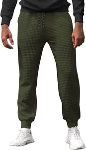 Athletic Army Green Plaid Jacquard Men's Jogger Sweatpants