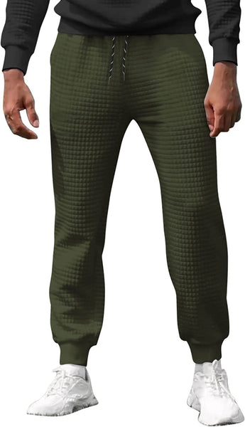 Athletic Army Green Plaid Jacquard Men's Jogger Sweatpants