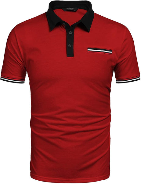 Classic Fit Red Short Sleeve Men's Golf Polo Shirt