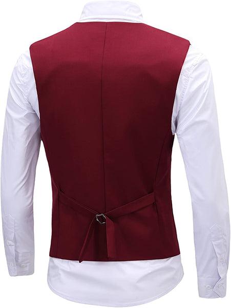 Stylish Wine Red Sleeveless Classic Jacket Vest