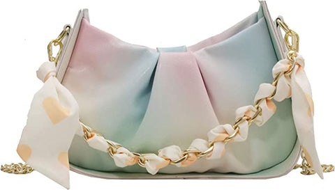 Ice Cream Colored Chained Clutch Purse