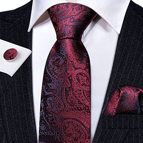 Men's Gold Print Silk Tie Set w/Handkerchief & Cufflinks