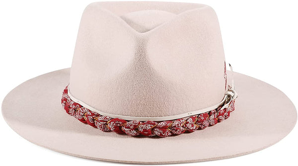 Culemborg Cream Pink Firm Wool Panama Rancher Hat