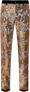 Men's Gray Floral Shiny Sequin Pants