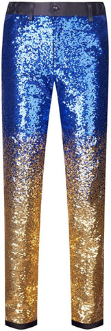 Fashion Blue-Gold Men's Sequins Pants