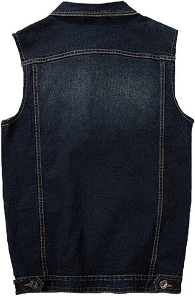 Men's Vintage Black Casual Sleeveless Denim Vest