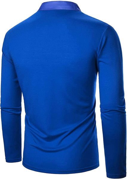 Calvin Blue Casual Long Sleeve Men's Henley Shirts