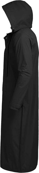 Men's Black Lightweight Hooded Long Rain Jacket