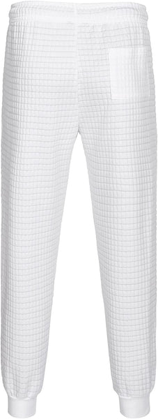 Athletic White Plaid Jacquard Men's Jogger Sweatpants