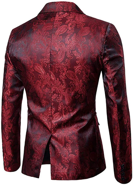 Paisley Burgundy Single Breasted Men's Dress Suit