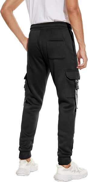 Men's Black Sherpa Lined Fleece Jogger Winter Pants