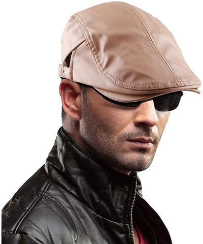 Vianen Light Brown PU Leather Classic Newsboy Cap