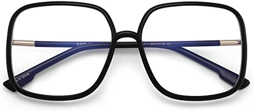 Felicity Black Rectangle Clear Frames