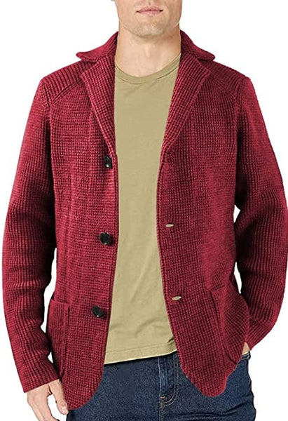 Formal Wine Shawl Collar Cardigan Sweater with Pockets