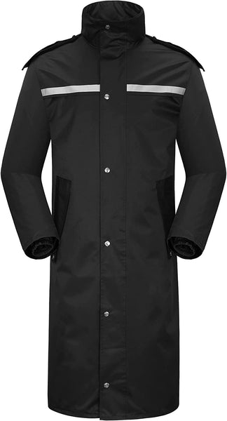 Men's Black PVC Lightweight Long Rain Jacket