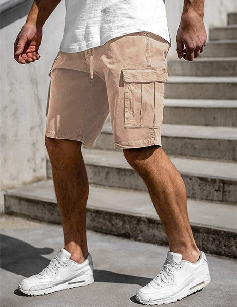 Classic Loose Fit Khaki Multi Pockets Men's Cargo Shorts