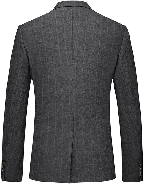 Men's Dark Grey Striped 2pc Long Sleeve Formal Suit