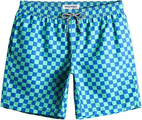 Men's Quick Dry Blue Tie Dye Printed Short Swim Trunks